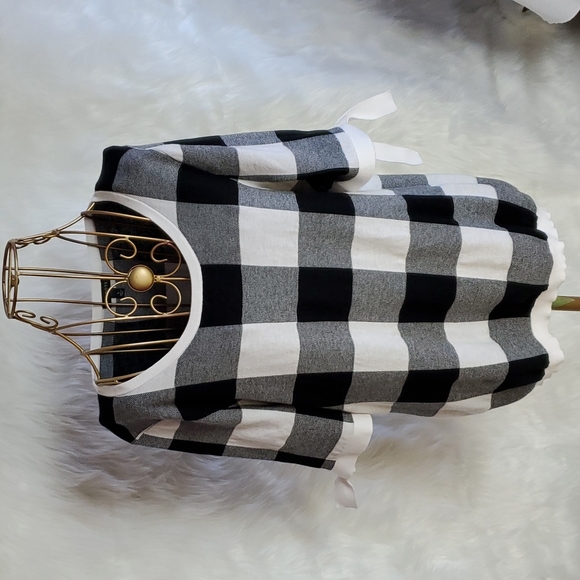 Talbots Sweaters - Talbots Size Large Buffalo Check Short Sleeve Sweater with Sleeve Ties